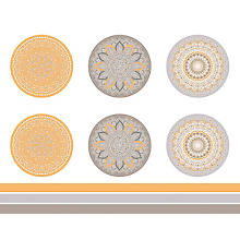 Tissu panel 'mandala', taupe/orange