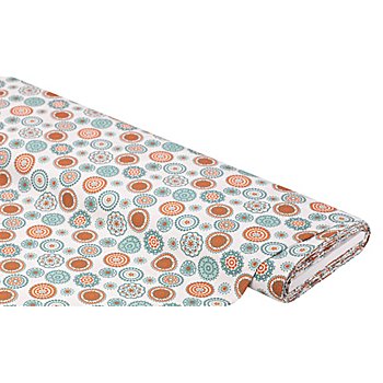 Tissu coton 'mandalas', blanc/multicolore, de la série 'Mona'