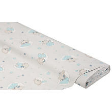 Tissu coton « bébé éléphant », gris clair/multicolore