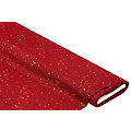 Tissu de décoration « étoiles » à l&apos;aspect toile de jute, rouge/doré