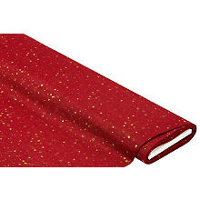 Tissu de décoration « étoiles » à l'aspect toile de jute, rouge/doré
