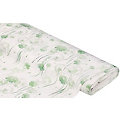 Tissu satin de décoration « pissenlit », blanc délavé/vert
