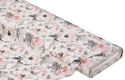 Tissu satin de décoration « roses », rose/multicolore