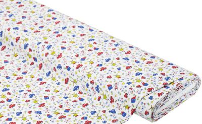 Tissu de déco à motif enfants « Lorena », blanc/multicolore