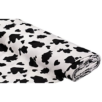 Tissu imitation fourrure « vache », blanc/noir