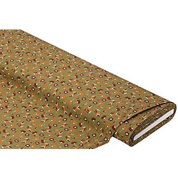 Tissu coton 'fruits et fleurs', roseau/multicolore, de la série Mona