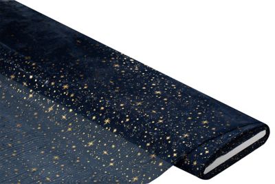 Organza "Sterne" | blau/gold | Bastelbedarf | buttinette