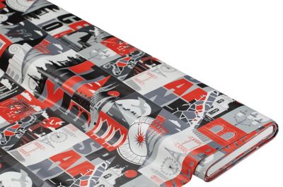 Linge de table épongeable - toile cirée "métropole", noir/rouge