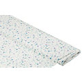 Tissu coton bio "petites fleurs", blanc délavé/bleu