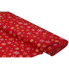 Tissu coton « flocons de neige », rouge/doré