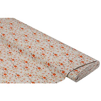 Tissu coton « rouge-gorge », gris foncé/multicolore