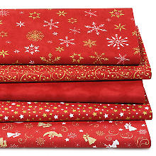 Lot patchwork « Christmas », rouge/doré