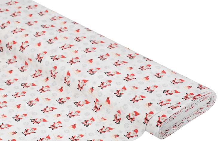 Tissu coton « Santa Claus », blanc/multicolore - Buttinette