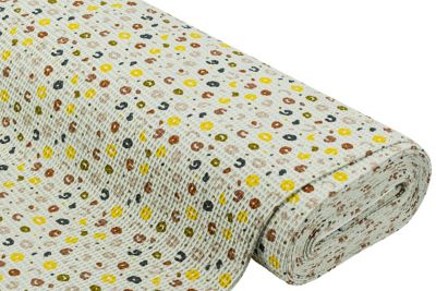 Tissu piqué de coton/nid d‘abeilles « cercles », vert menthe/multicolore