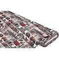 Tissu coton sergé City-Design « Londres », gris/rouge