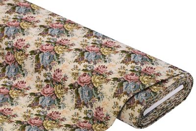 Tissu gobelin « bouquet de roses », crème/multicolore