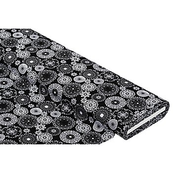 Tissu coton « mandala », noir/blanc, de la série Mona