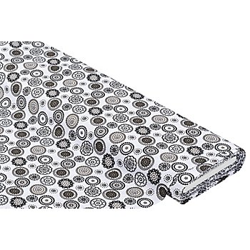 Tissu coton « mandala », blanc/noir/gris, de la série Mona