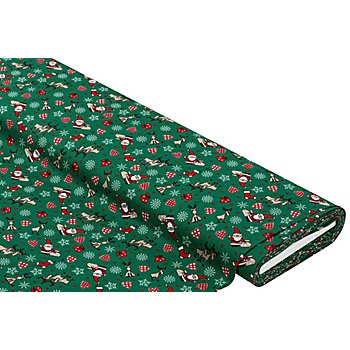 Tissu coton 'Noël et rennes', vert/rouge