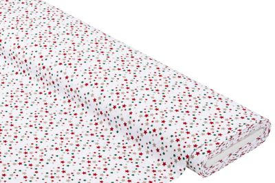 Baumwollstoff Sterne "Mona" | weiß/rot/grün | Bastelbedarf | Weihnachtsstoffe | buttinette
