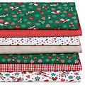 Lot de 7 coupons de tissu patchwork « rennes de Noël », vert/rouge