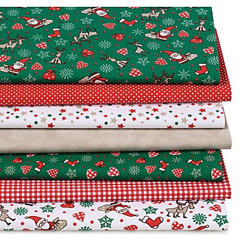 Patchwork- und Quiltpaket 'Weihnacht/Rentier', grün/rot