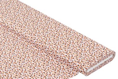 Tissu coton « blossom », blanc/terracotta