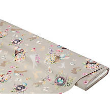 Tissu imprimé numérique en coton 'Panier de fleurs de Pâques', série Ria, gris-coloré