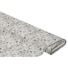 Tissu coton 'maritime rétro', gris/bleu, série 'Mona'