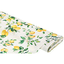 Tissu coton avec impression numérique 'citrons' de la série Ria, blanc/jaune