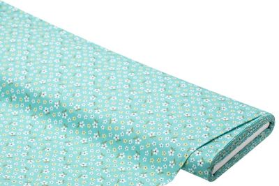 Tissu coton "petites fleurs", turquoise, série "Mona"