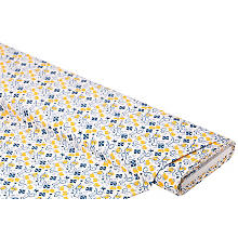 Tissu coton 'Méditerranée', blanc/bleu/jaune, série 'Mona'