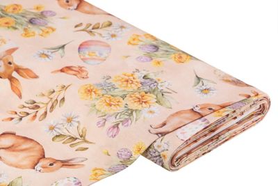 Tissu de décoration 'Pâques vintage', écru naturel/coloré, série 'Lorena'