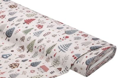 Baumwoll-Canvas Häuser & Bäume „Doreen“, offwhite-color