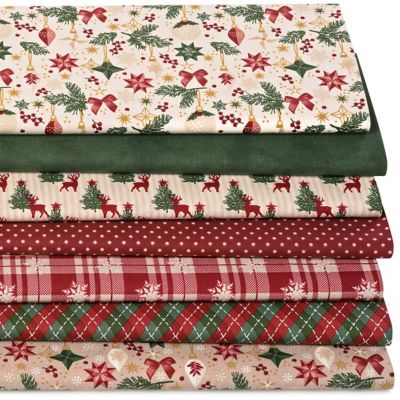 Lot patchwork 'X-Mas Country', écru naturel/coloré