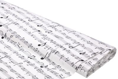 Baumwollstoff-Digitaldruck Noten „Ria“, schwarz/weiß