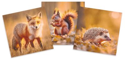 Canvas-Coupon 'Herbstliche Tiere', braun-color