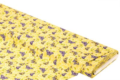 Baumwollstoff Schmetterlinge & Bienen „Sina“, gelb-color