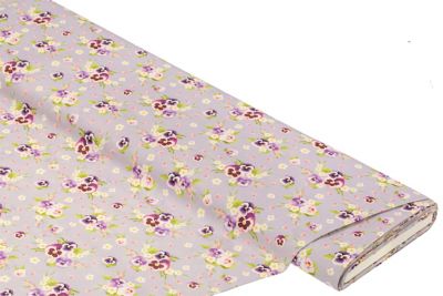 Katoenen stof viooltjes 'Sina', lila-multicolor