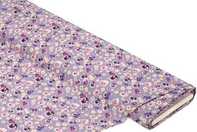 Baumwollstoff Stiefmütterchen-Allover „Sina“, lila-color