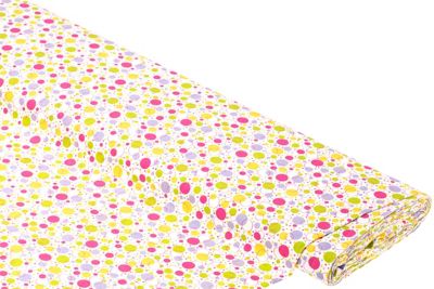 Tissu coton 'bulles et cercles', blanc/coloré, de la série 'Mona'
