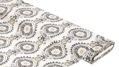 Outdoor-Stoff 'Mandala', grau/schwarz