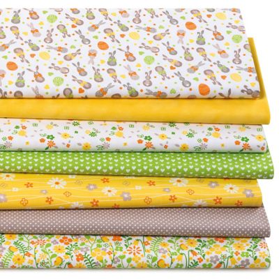 Patchwork- und Quiltpaket Hasen-Silhouette 'Mona', gelb/grün