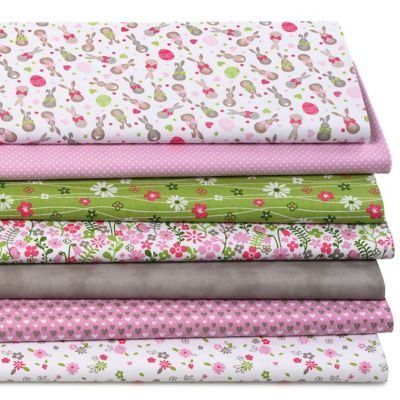 Patchwork- und Quiltpaket Hasen-Silhouette 'Mona', grün/pink