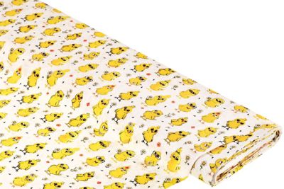 Baumwollstoff Küken-Allover „Ria“, weiß-color