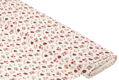 Baumwollstoff Marienkäfer 'Dana', weiß-color