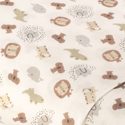 "Tissu coton ""bébés animaux"", écru naturel/coloré, série ""Pia"""