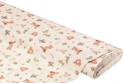 Baumwollstoff 'Fuchs & Freunde', natur-color