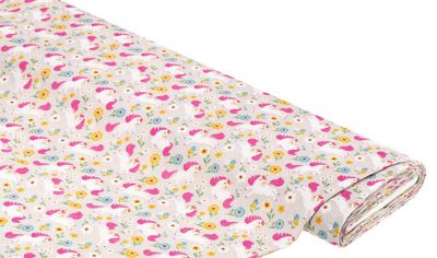 Baumwollstoff 'Einhörner', natur-color