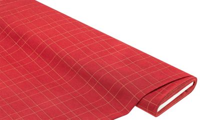 Tissu décoratif 'carreaux' avec fil pailleté, rouge/doré